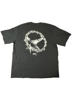 Stüssy Tough Tread Tee Black XL NWT Chain Link Steering Wheel Graphic